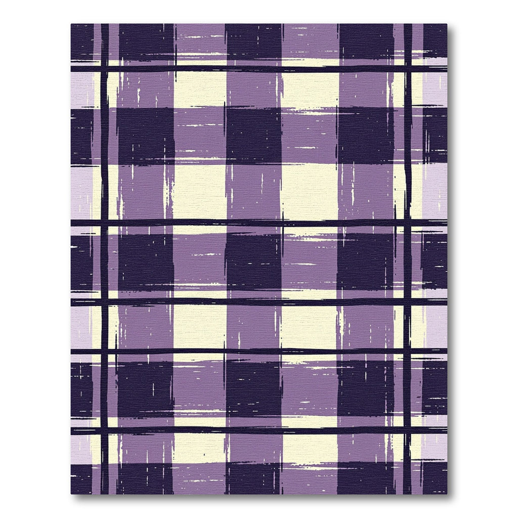 Purple Cream Brushed Plaid Check Rug
