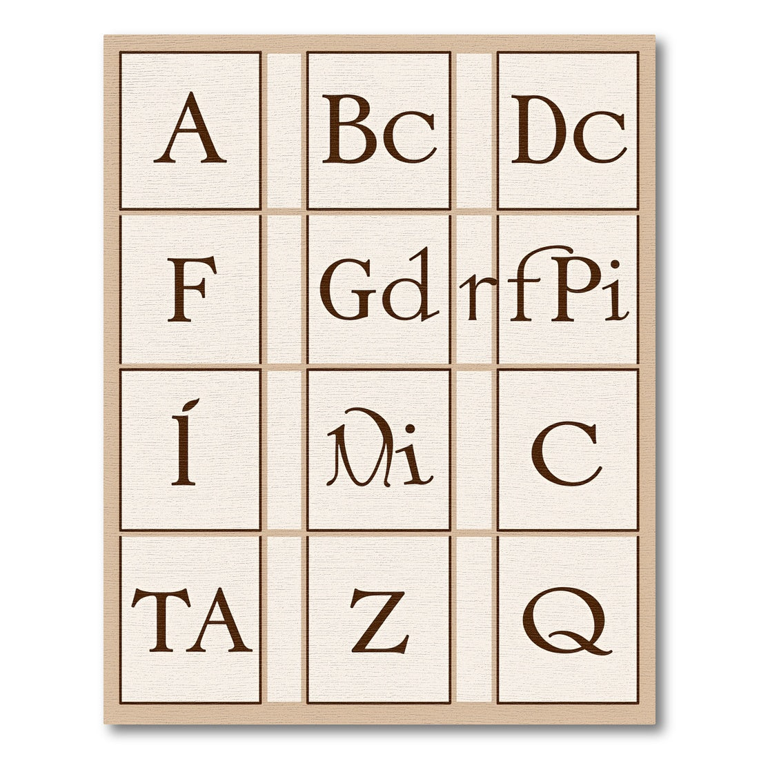 Alphabet Tiles Cream Brown Rug