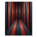 Modern Crimson Black Linear Corridor Rug