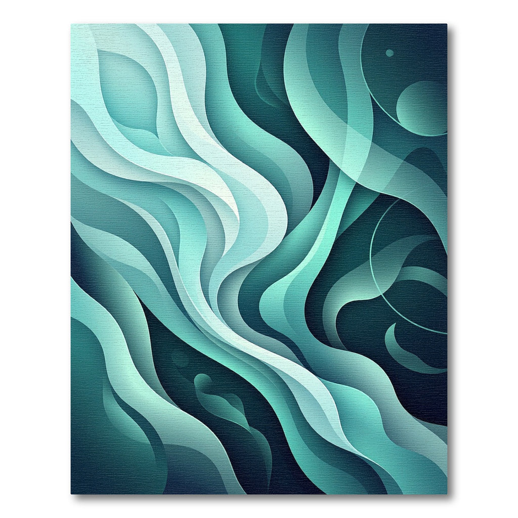 Abstract Teal Liquid Wave Flow Rug