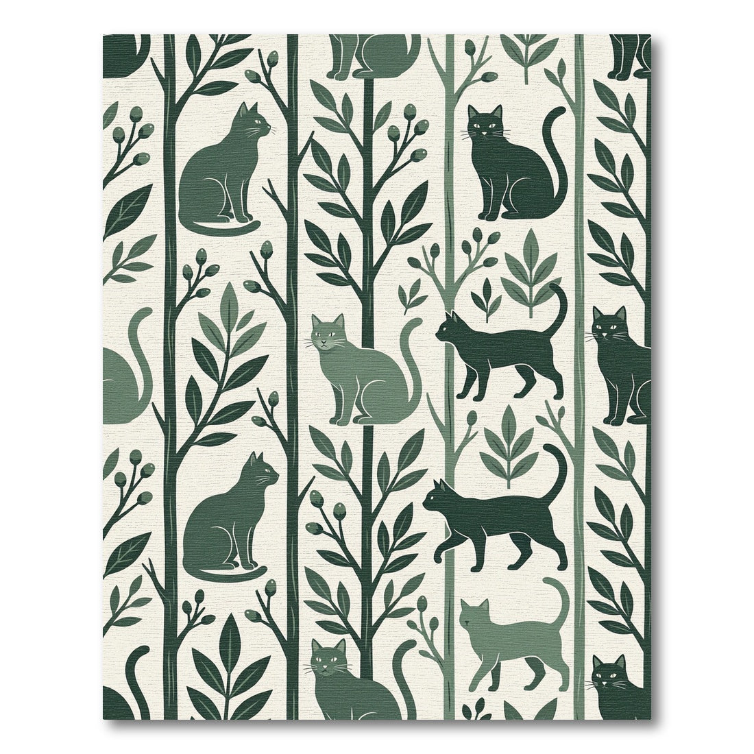 Deep Forest Feline Tree Scene Rug