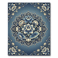 Navajo Blue Floral Mandala Rug