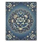 Navajo Blue Floral Mandala Rug
