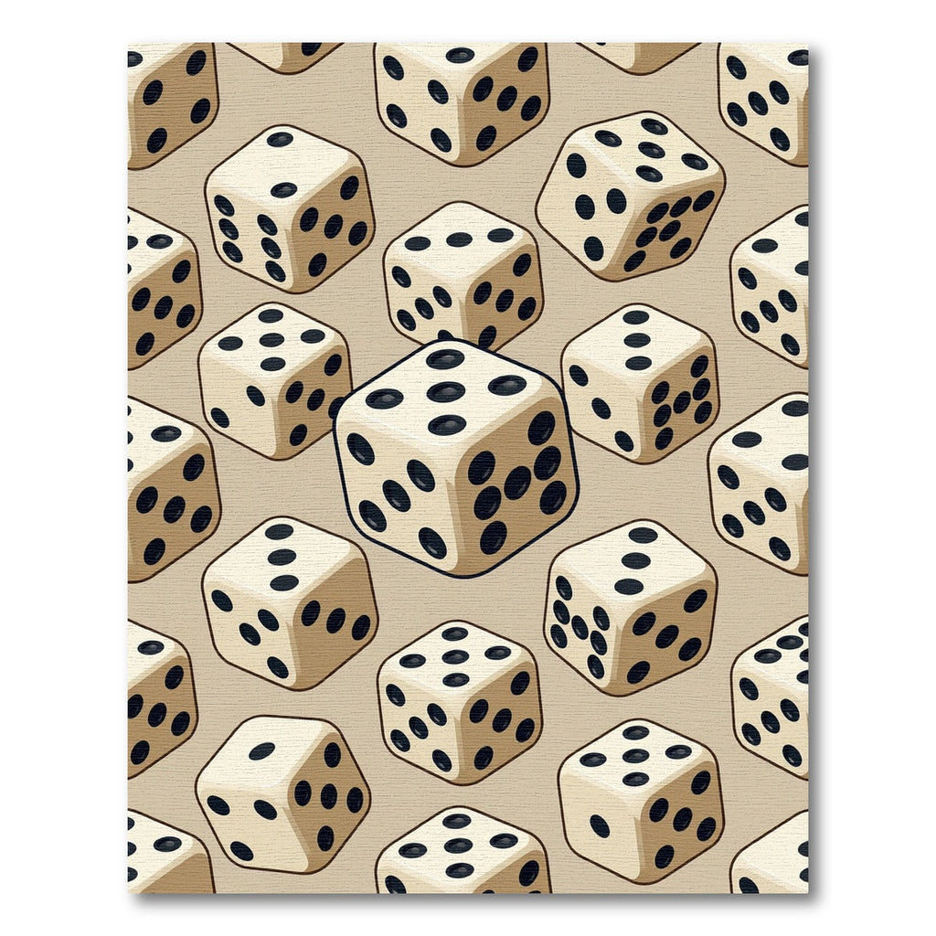 Beige Dice Isometric Cream Gaming Art Rug