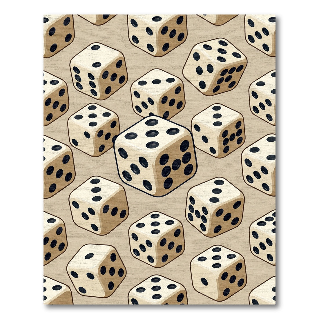 Beige Dice Isometric Cream Gaming Art Rug