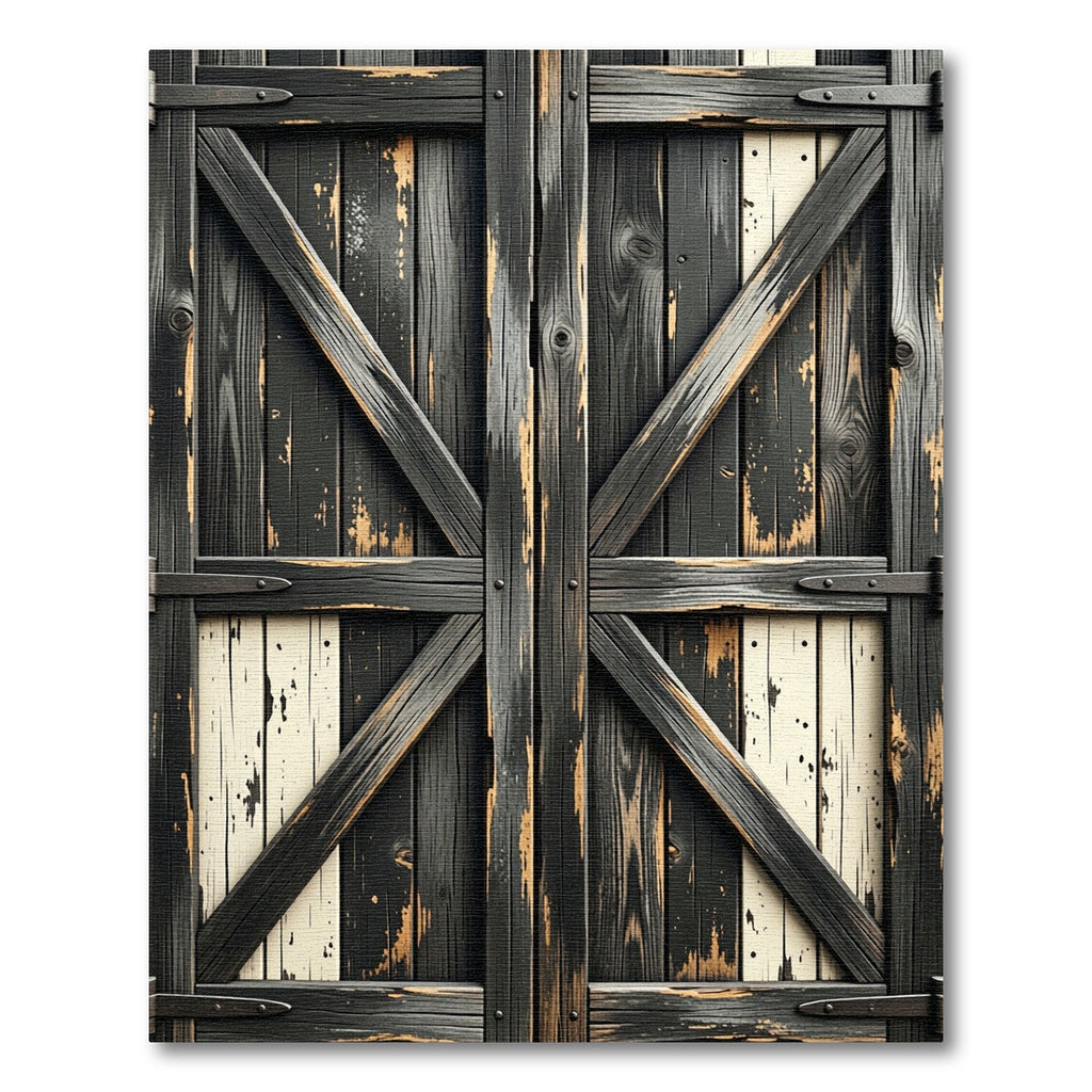 Distressed Wood Grain X Brace Rug