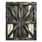 Distressed Wood Grain X Brace Rug