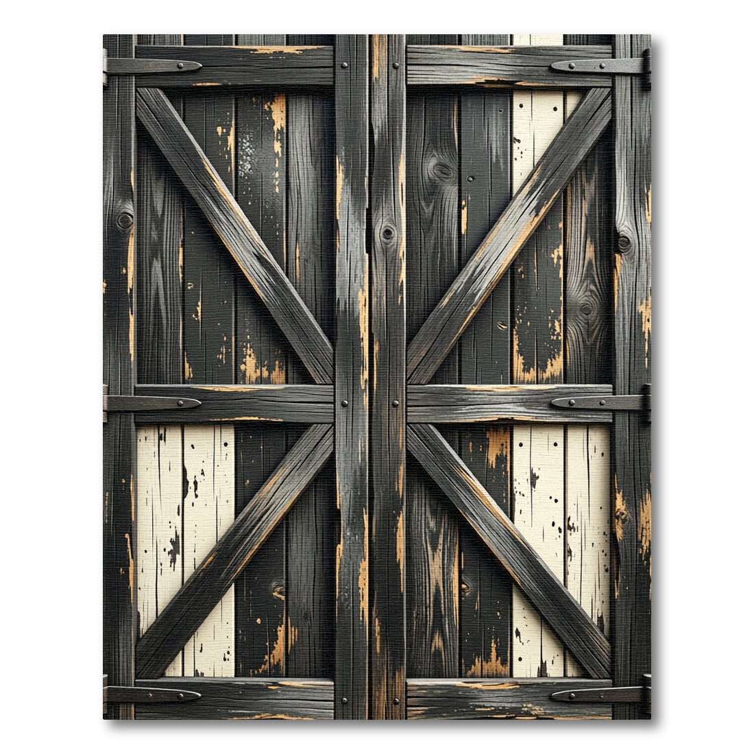 Distressed Wood Grain X Brace Rug