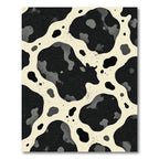 Abstract Black and Cream Cow Hide Rug