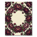 Deep Burgundy Peony Floral Wreath Rug