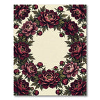 Deep Burgundy Peony Floral Wreath Rug