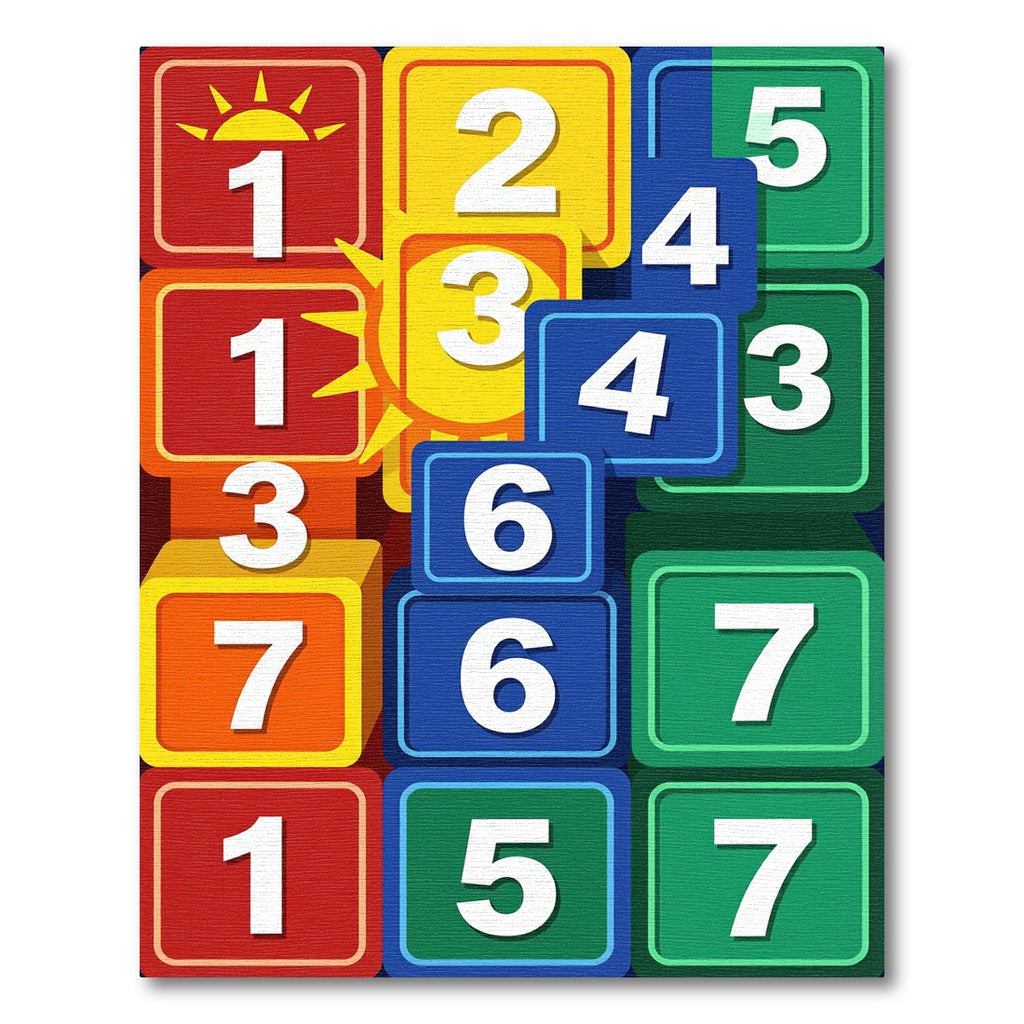 Vibrant Multi Colored Geometric Number Block Rug