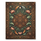 Ornate Bronze Lotus Floral Black Rug