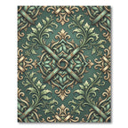 Emerald Green Filigree Scrollwork Rug