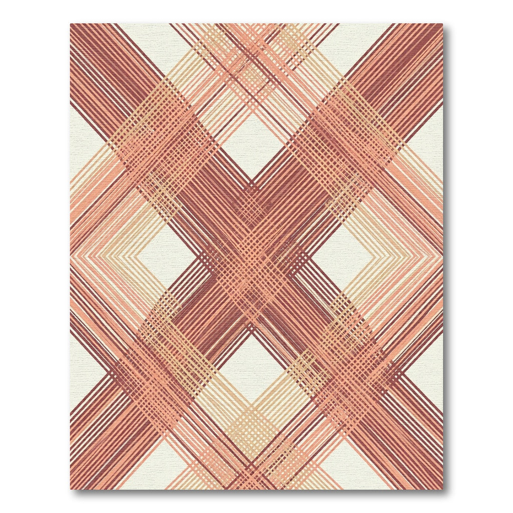 Coral Red Intersecting Diagonal Weave Rug