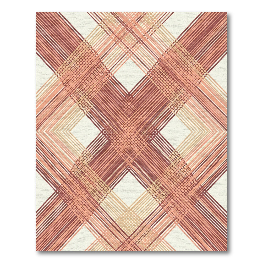 Coral Red Intersecting Diagonal Weave Rug