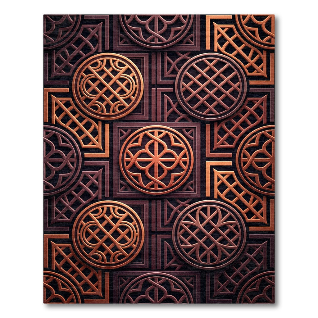 Copper Geometric Interlocking Circular Arabesque Rug