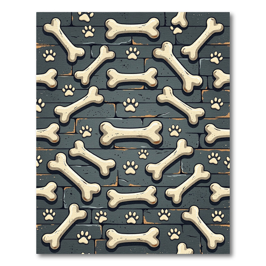 Playful Bone and Paw Slate Wall Rug