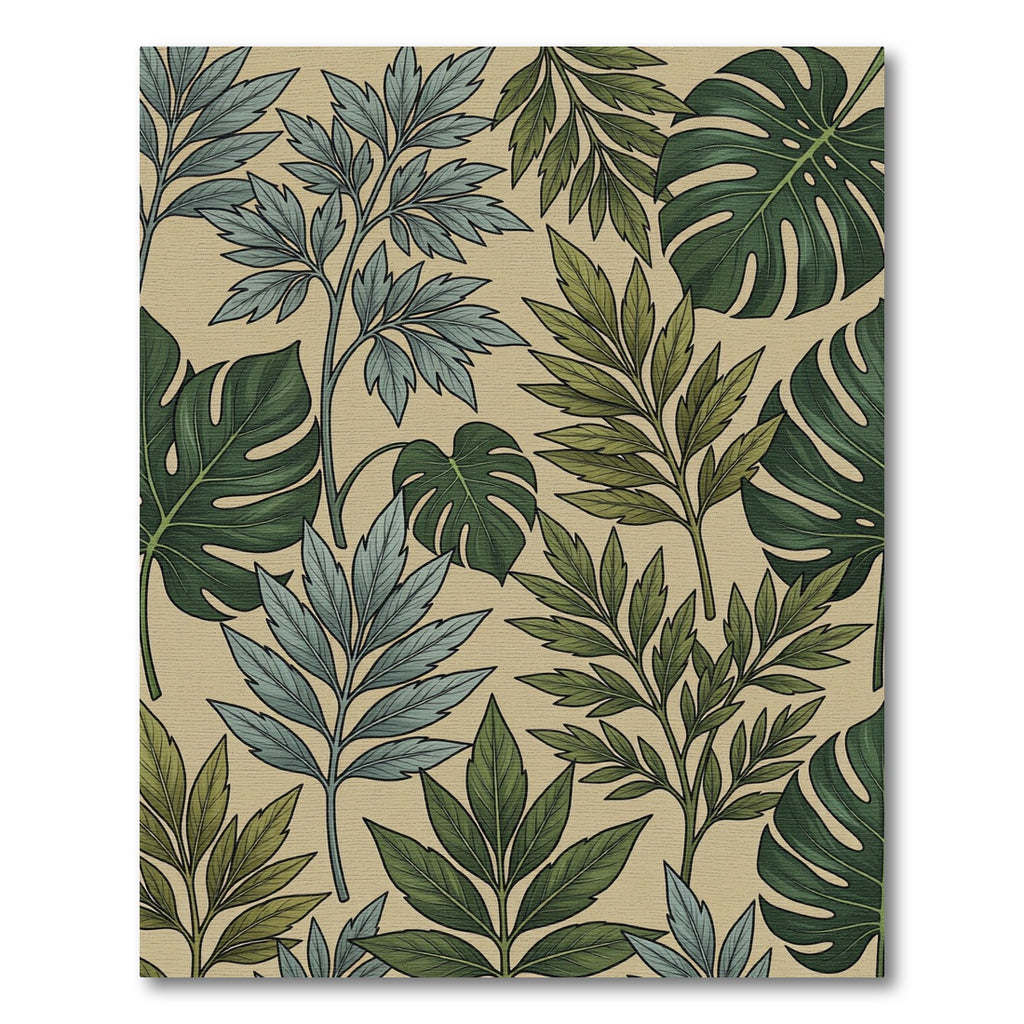 Green Blue Leafy Branch Foliage Rug