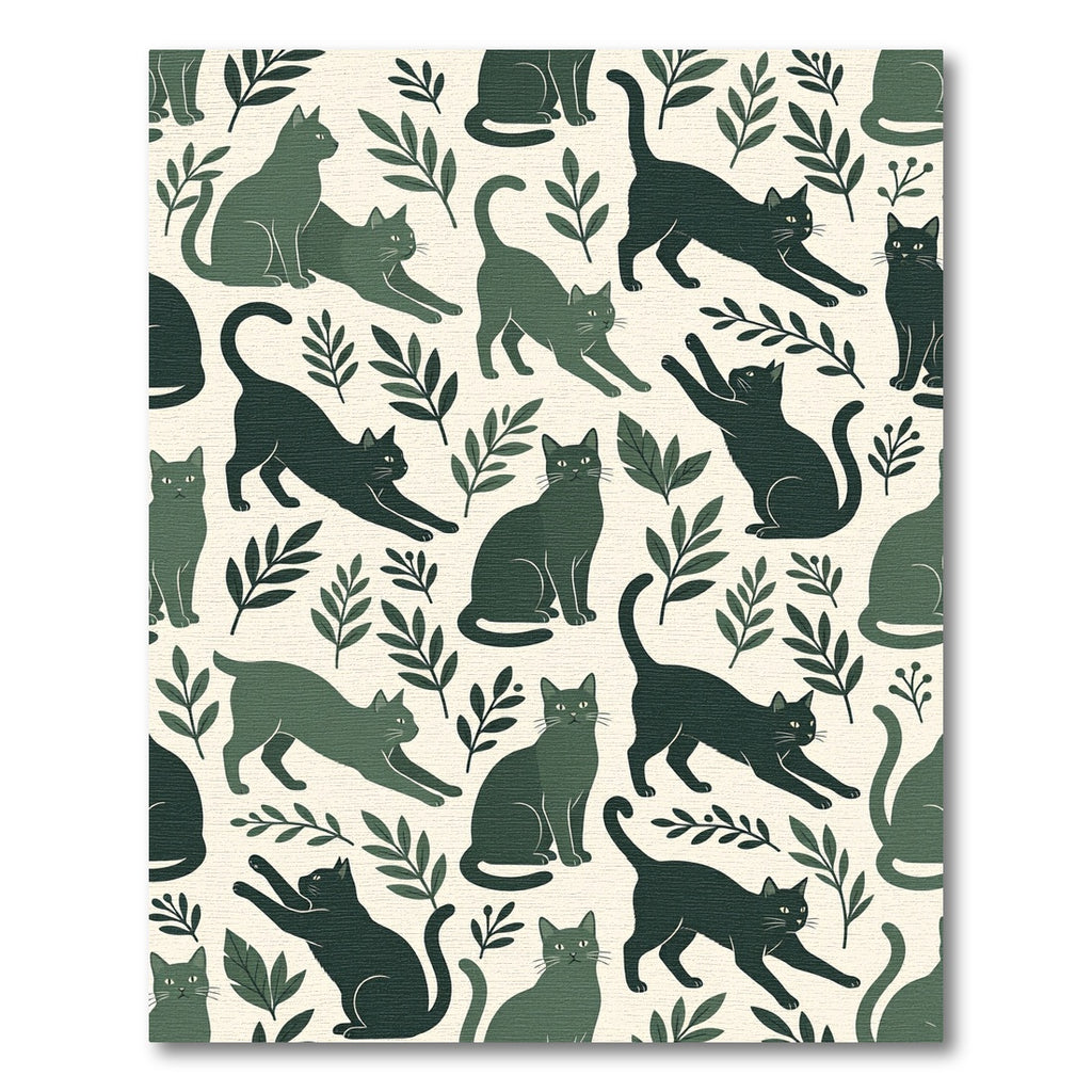 Dark Green Feline Foliage Repeat Rug