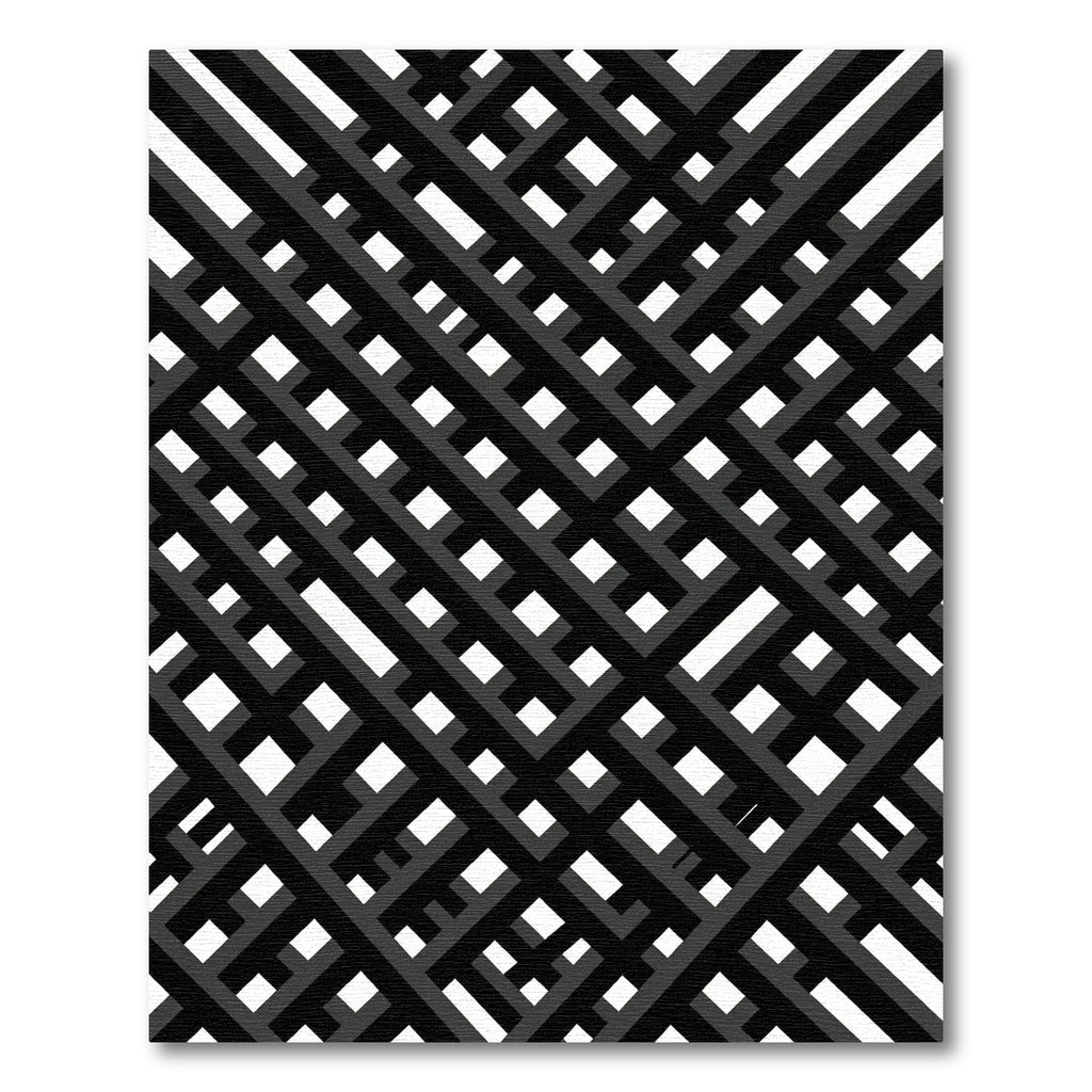 Modern Black White Interlocking Lines Rug