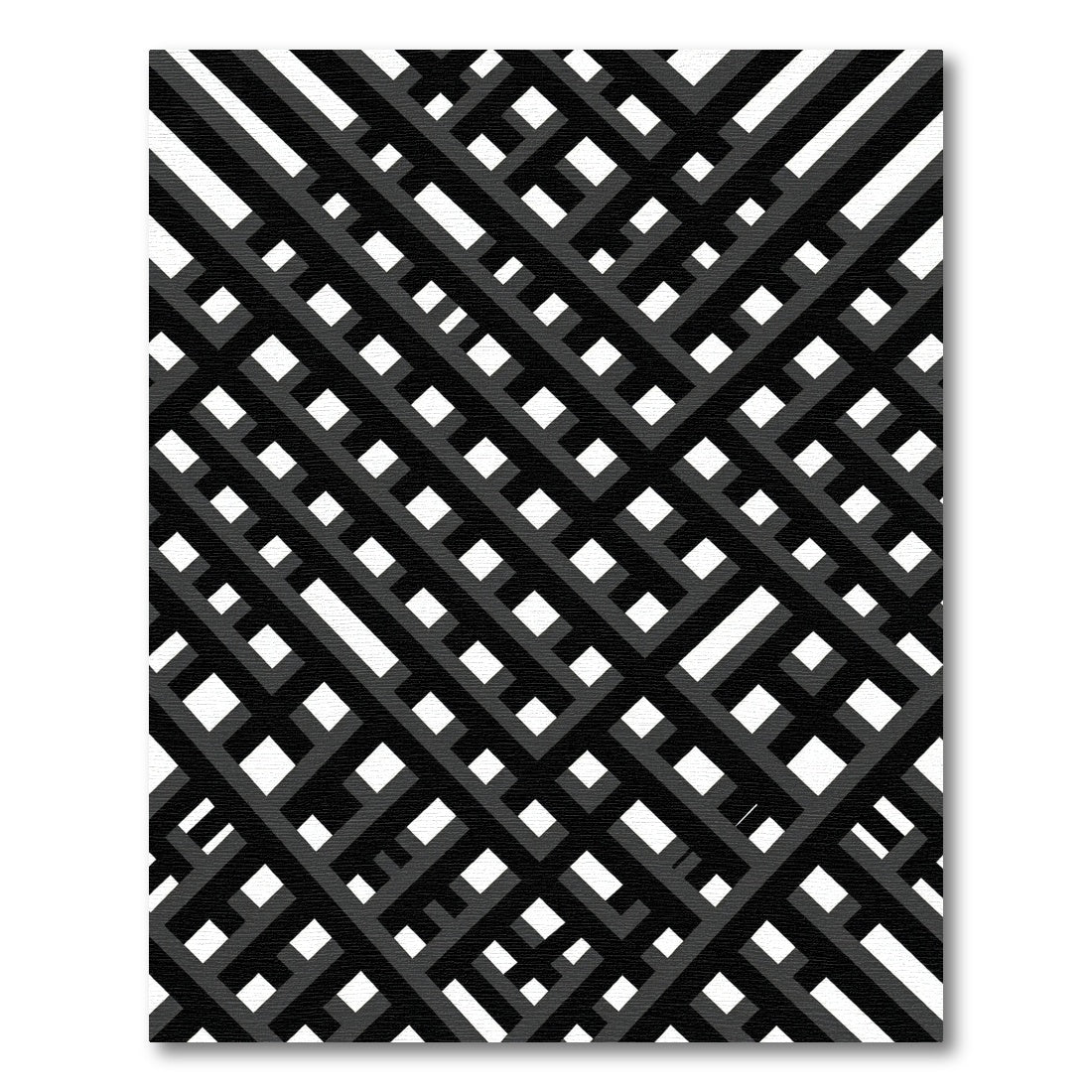 Modern Black White Interlocking Lines Rug