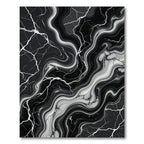 Black White Marble Vein Swirl Rug