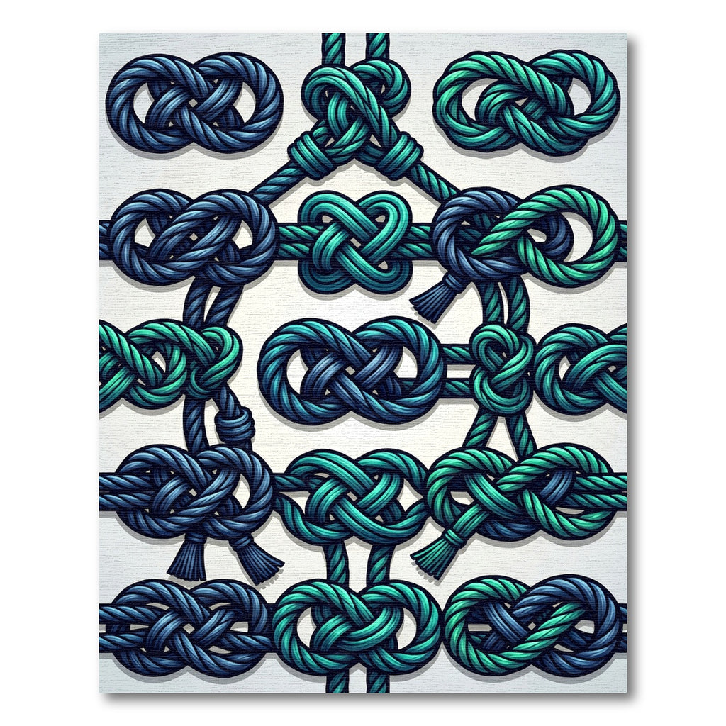 Teal and Indigo Interlocking Nautical Knot Rug