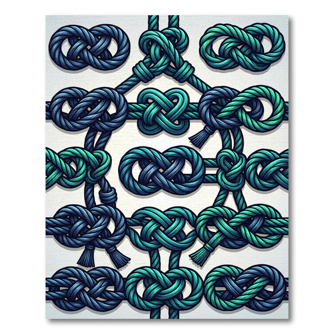Teal and Indigo Interlocking Nautical Knot Rug