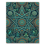 Teal and Gold Starry Mandala Rug