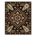 Golden Black Floral Palm Medallion Rug