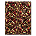 Art Deco Crimson and Gold Fan Rug