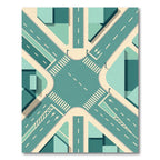 Geometric Teal Urban Intersection Grid Rug