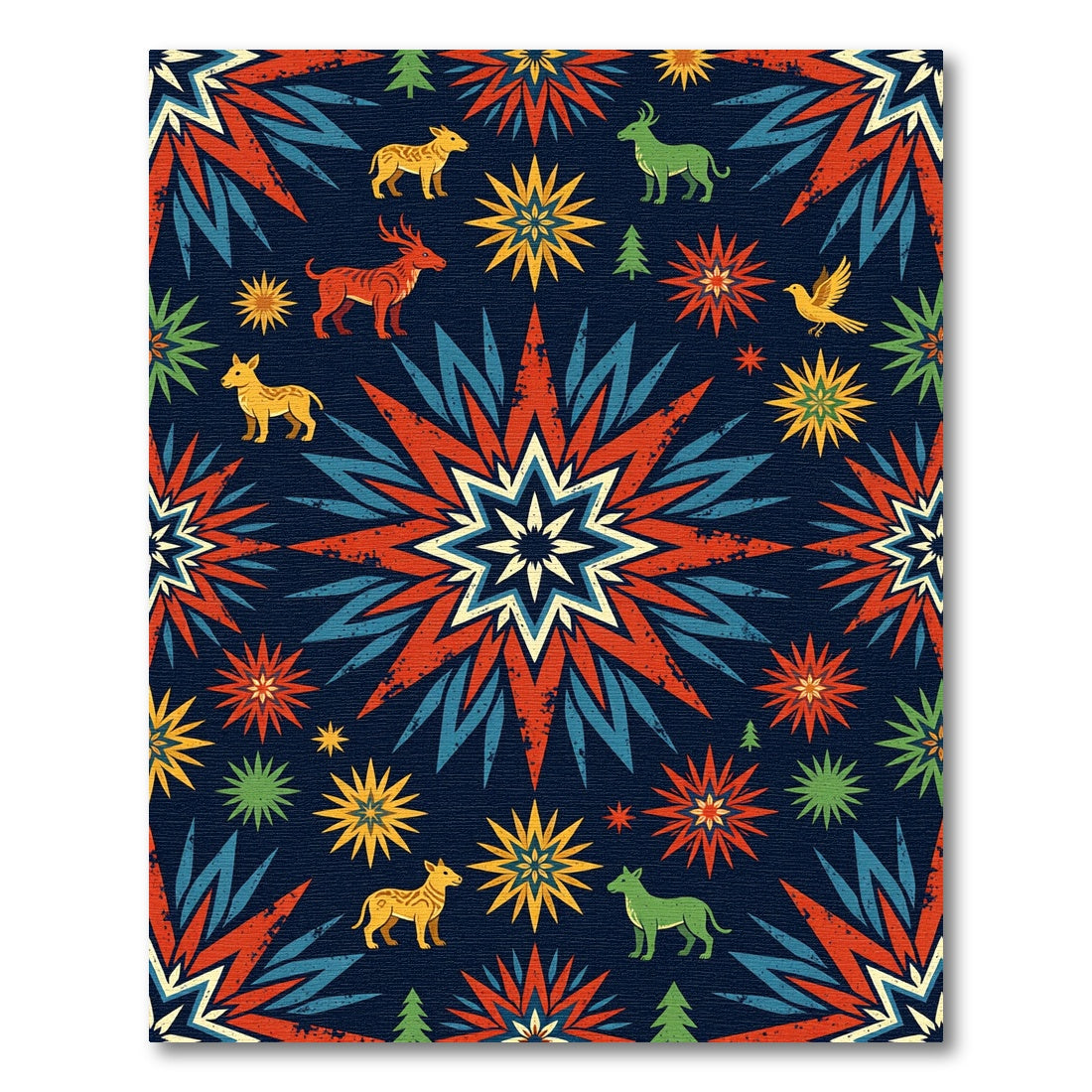 Celestial Folk Art Star Forest Rug