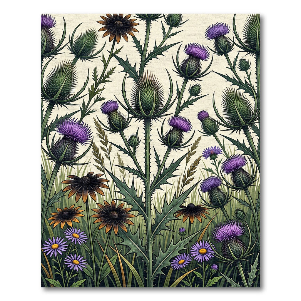 Wild Purple Thistle Meadow Floral Rug