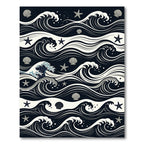 Japanese Ocean Wave Star and Shell Rug