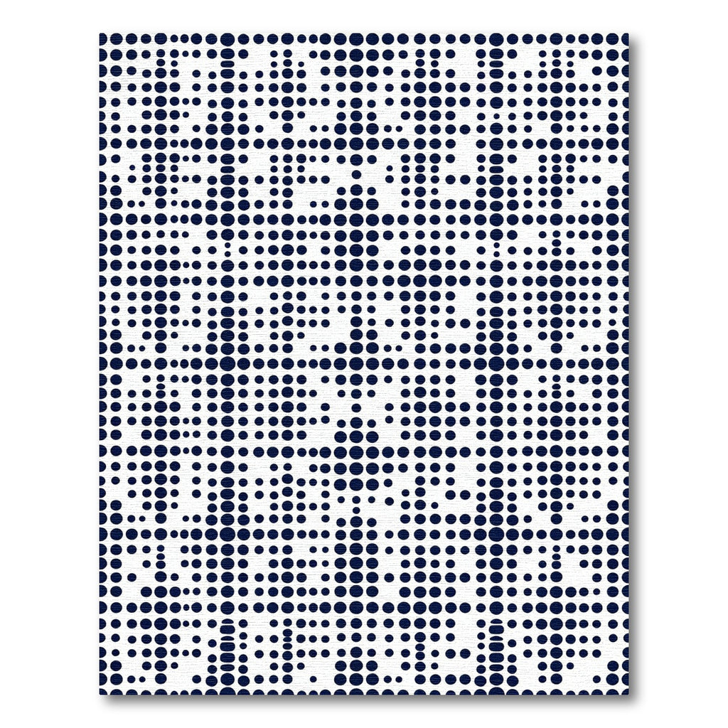 Navy Blue Geometric Polka Dot Grid Rug