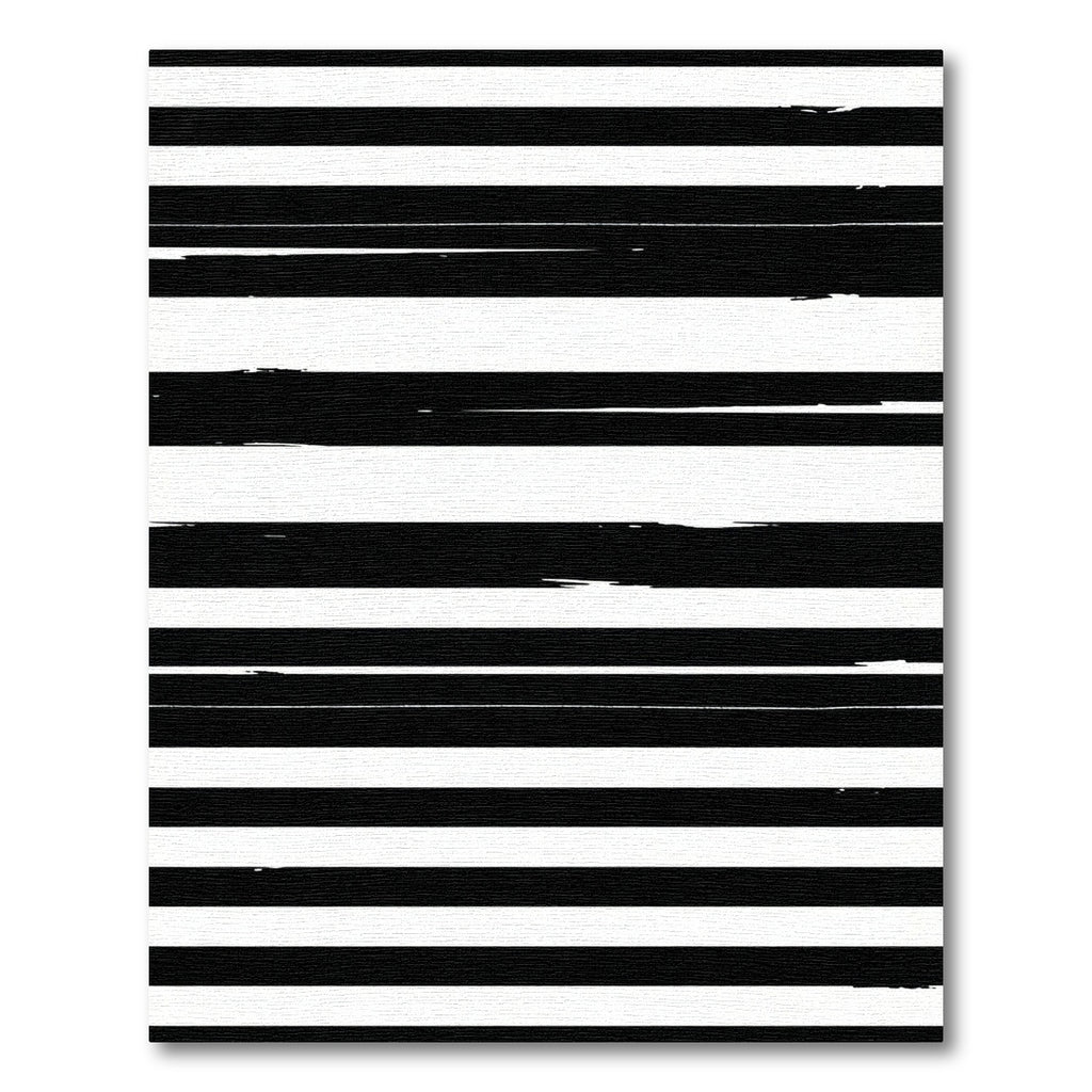 Bold Black White Brushstroke Stripes Rug