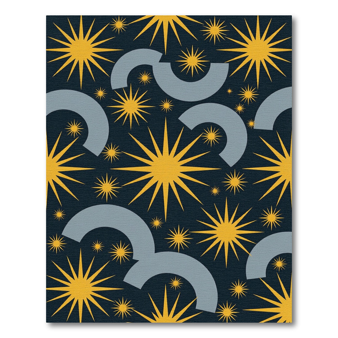 Yellow Starburst Gray Arch Scatter Rug