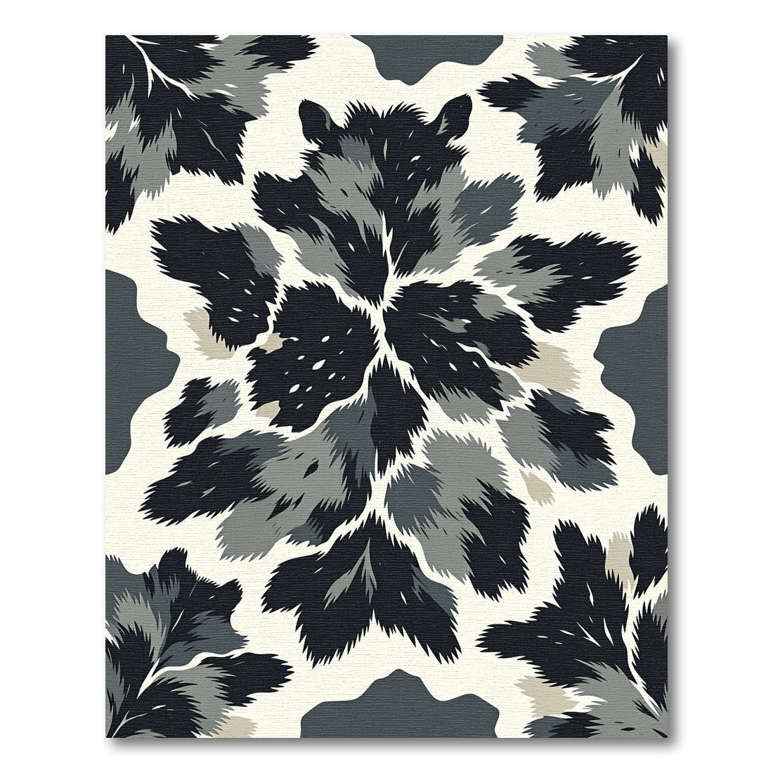 Monochromatic Feathered Floral Bloom Rug