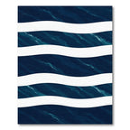 Deep Blue Wavy Ocean Striped Rug