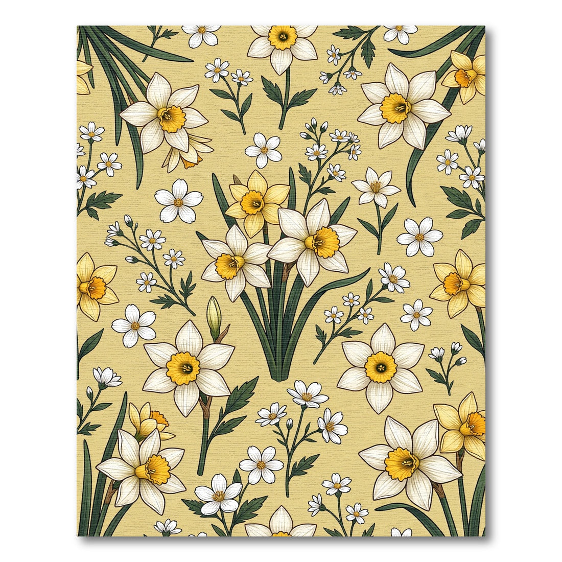 Golden Daffodil Floral Art Nouveau Rug