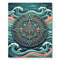 Aztec Sun Medallion Ocean Waves Rug