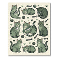Whimsical Olive Green Tabby Cat Illustration Rug