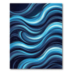 Deep Blue Oceanic Wave Strokes Rug