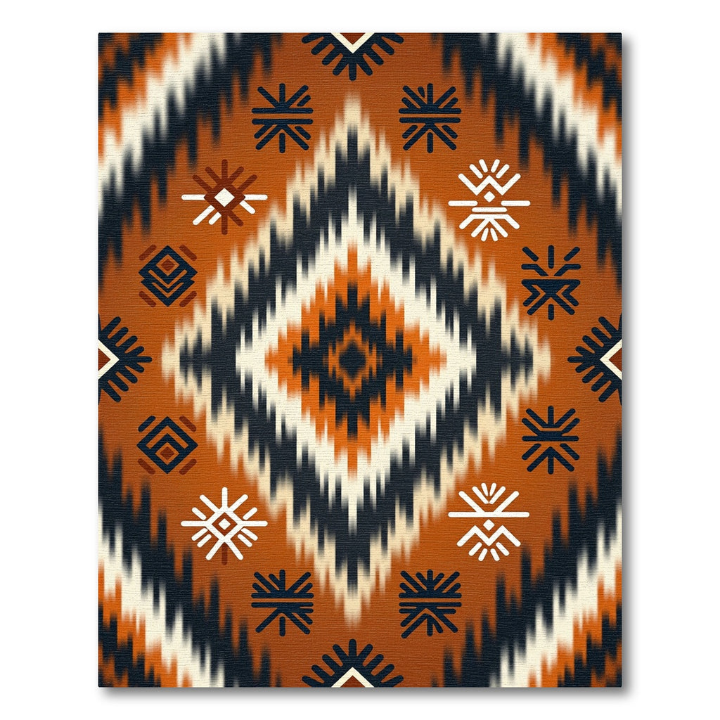 Burnt Orange Aztec Geometric Diamond Rug