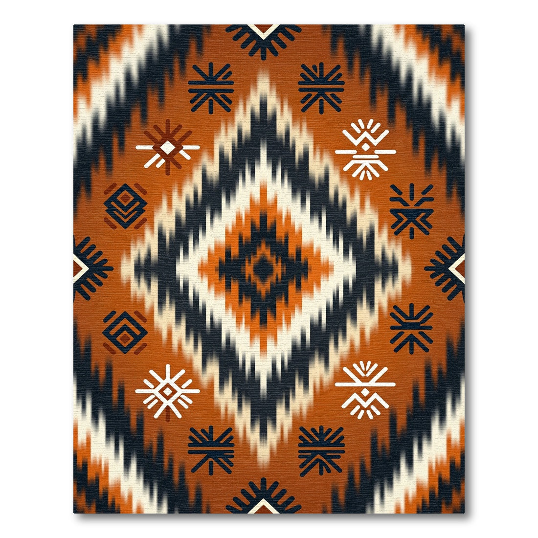 Burnt Orange Aztec Geometric Diamond Rug
