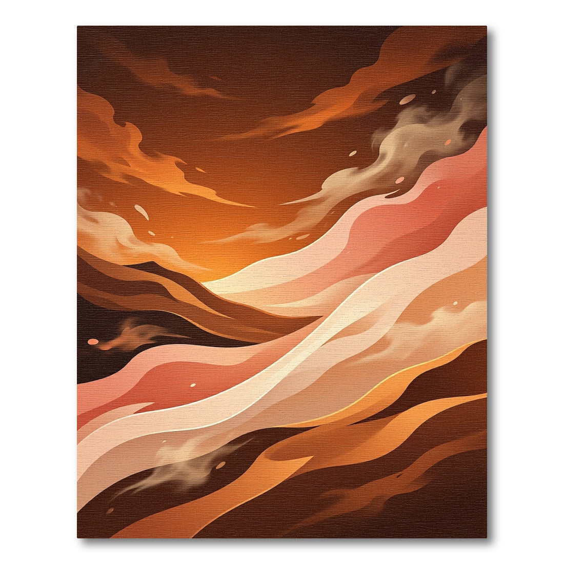 Earthy Abstract Copper Sunset Wave Rug