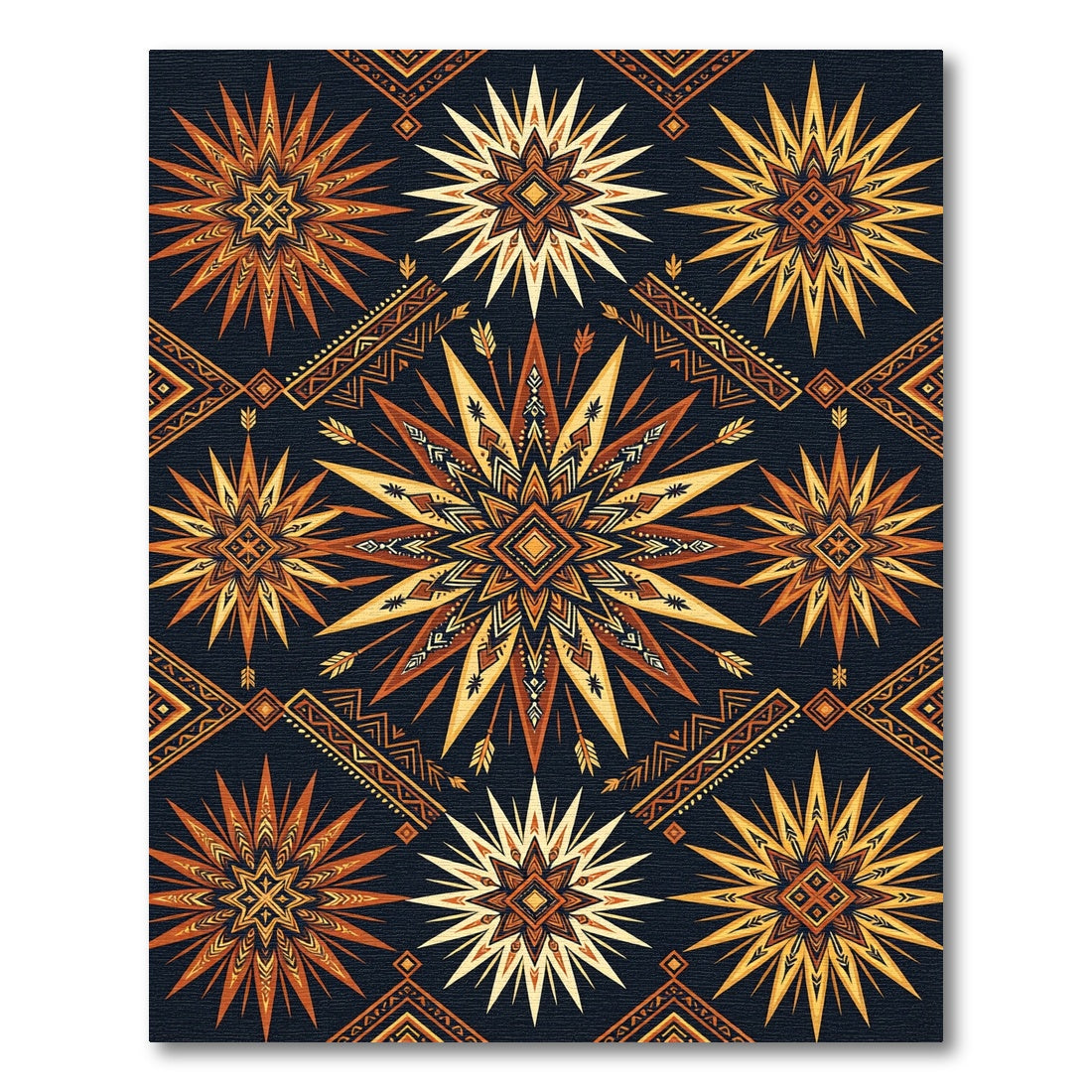Golden Starburst Geometric Earth Tone Rug