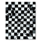 Black White Shattered Checkered Squares Rug